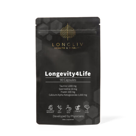Longevity4Life - Ultimate Cellular Health Supplement - Fisetin, Taurine, Calcium Alpha-Ketoglutarate, Spermidine